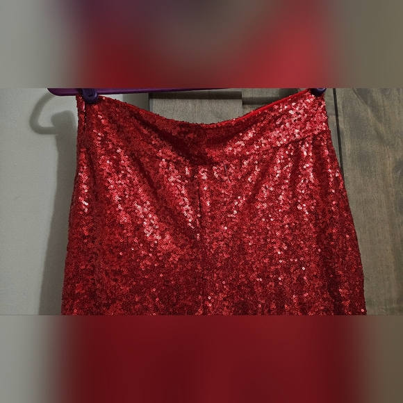 Sequin Flare Pants - Red - Picture 7 of 11